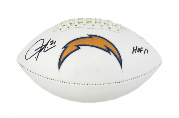 LaDainian Tomlinson Signed NFL San Diego Chargers Embroidered Football with "HOF 17" Inscription-20148