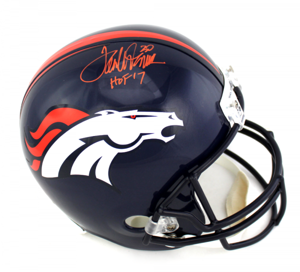 Terrell Davis Signed Denver Broncos Full Size NFL Helmet with "HOF 17" Inscription-0