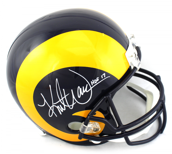 Kurt Warner Signed Los Angeles Rams Throwback Full Size Helmet with "HOF 17" Inscription-0