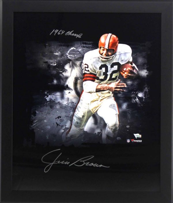 Jim Brown Signed Cleveland Browns Framed 20x24 NFL Photo With "1964 Champs" Inscription-0