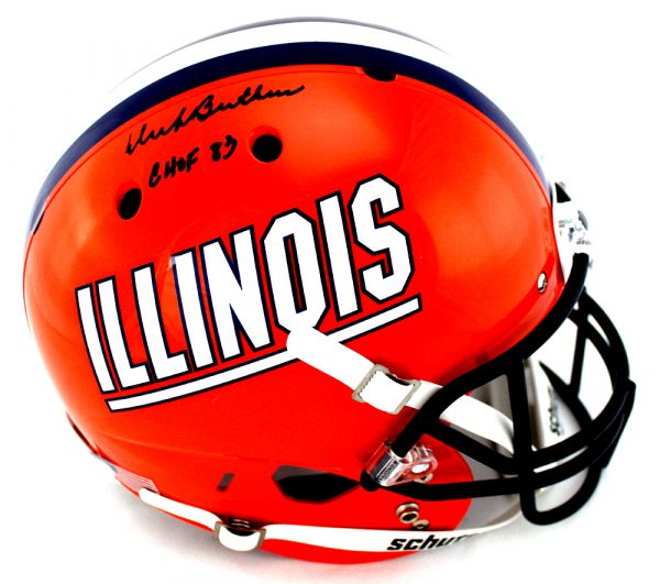 Dick Butkus Signed Illinois Fighting Illini Schutt Full Size Helmet With "CHOF 83" Inscription-0