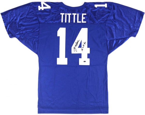 Y.A. Tittle Signed New York Giants Wilson Authentic Jersey With "HOF 71" Inscription-24001