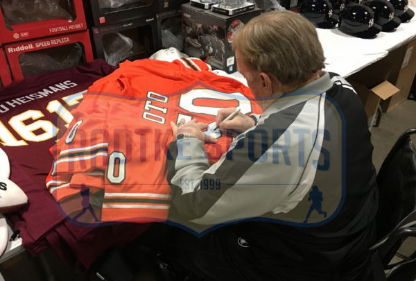Jim Otto Signed Miami Hurricanes Orange Custom Jersey with "HOF 1980" Inscription-21008