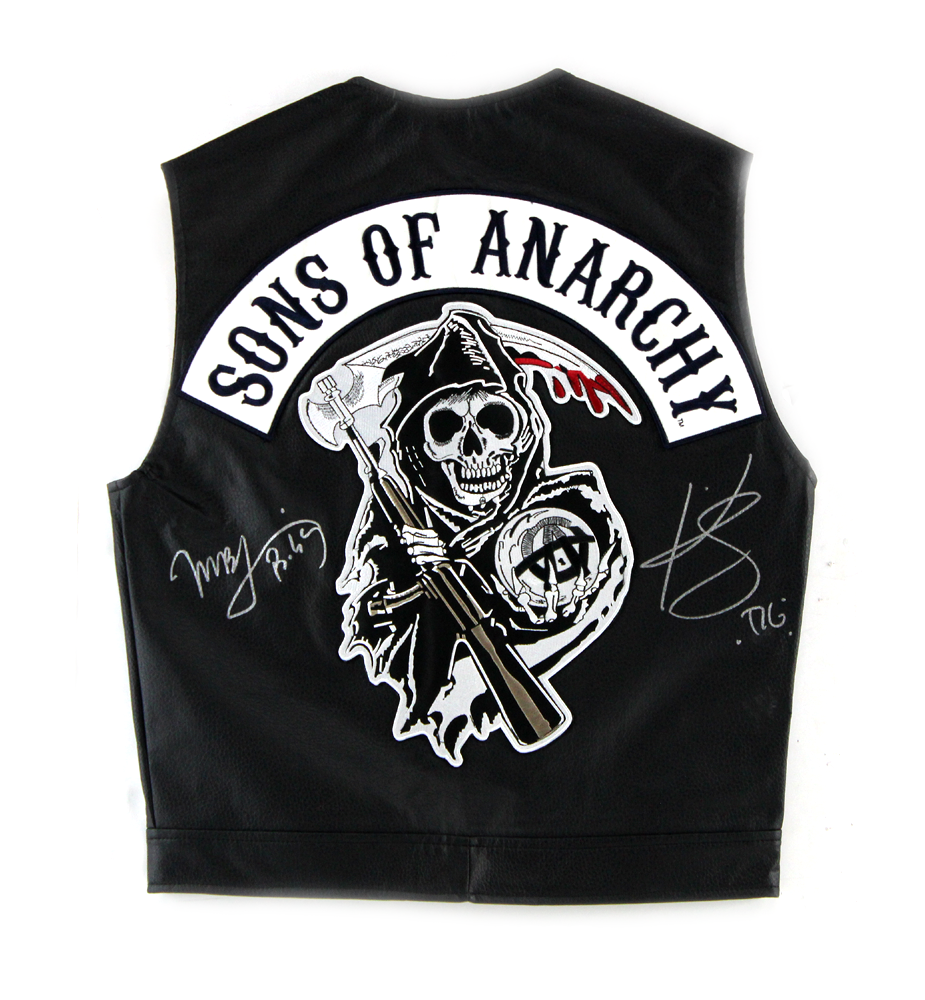 Kim Coates & Mark Boone, Jr. Signed Officially Licensed Sons of Anarchy Black Biker Vest with "Tig" and "Bobby" Inscriptions-25352