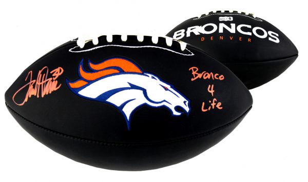 Terrell Davis Signed Denver Broncos Black Embroidered Football With "Broncos 4 Life" Inscription-0