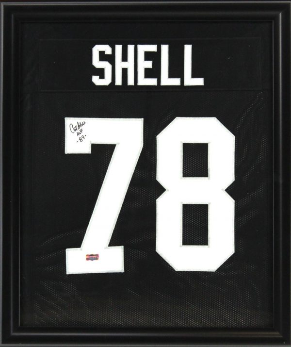 Art Shell Signed Oakland Raiders Framed Black Custom Jersey With "HOF 89" Inscription-0