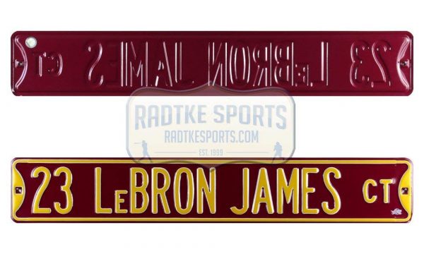 LeBron James Court Officially Licensed Authentic Steel 36x6 Maroon & Yellow NBA Street Sign-0