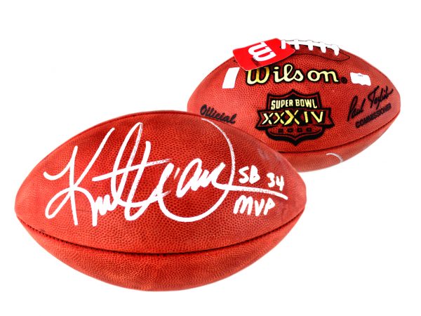 Kurt Warner Signed St. Louis Rams Authentic Wilson NFL Football With "SB 34 MVP" Inscription-0
