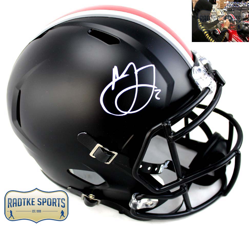 Marshon Lattimore Autographed/Signed Ohio State Buckeyes Full Size Speed  Black Helmet  Radtke Sports
