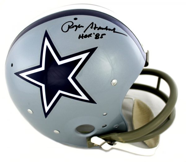 Roger Staubach Signed Dallas Cowboys TK Suspension 1967 NFL Helmet With "HOF 85" Inscription-0