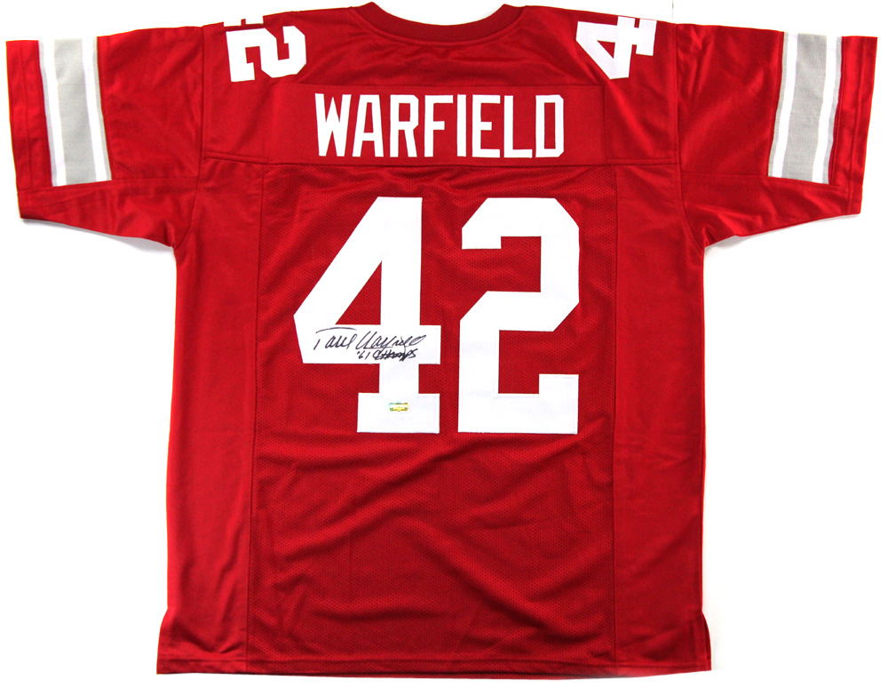 Paul Warfield Signed Ohio State Custom Red Jersey with “61 Champs
