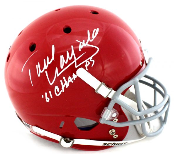 Paul Warfield Signed Oho State Buckeyes Schutt Full Size NCAA Red Helmet With "61 Champs" Inscription-0