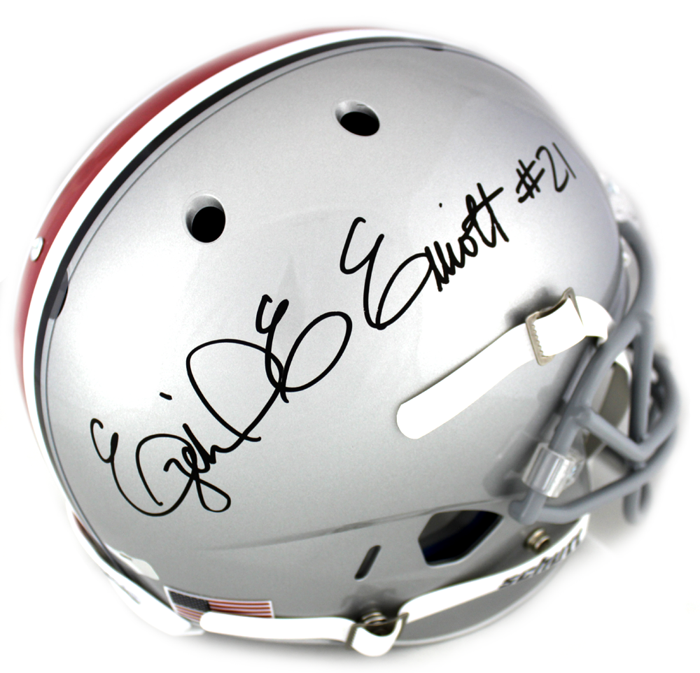 Ezekiel Elliott Signed Ohio State Buckeyes Schutt Grey Full Size Helmet-0