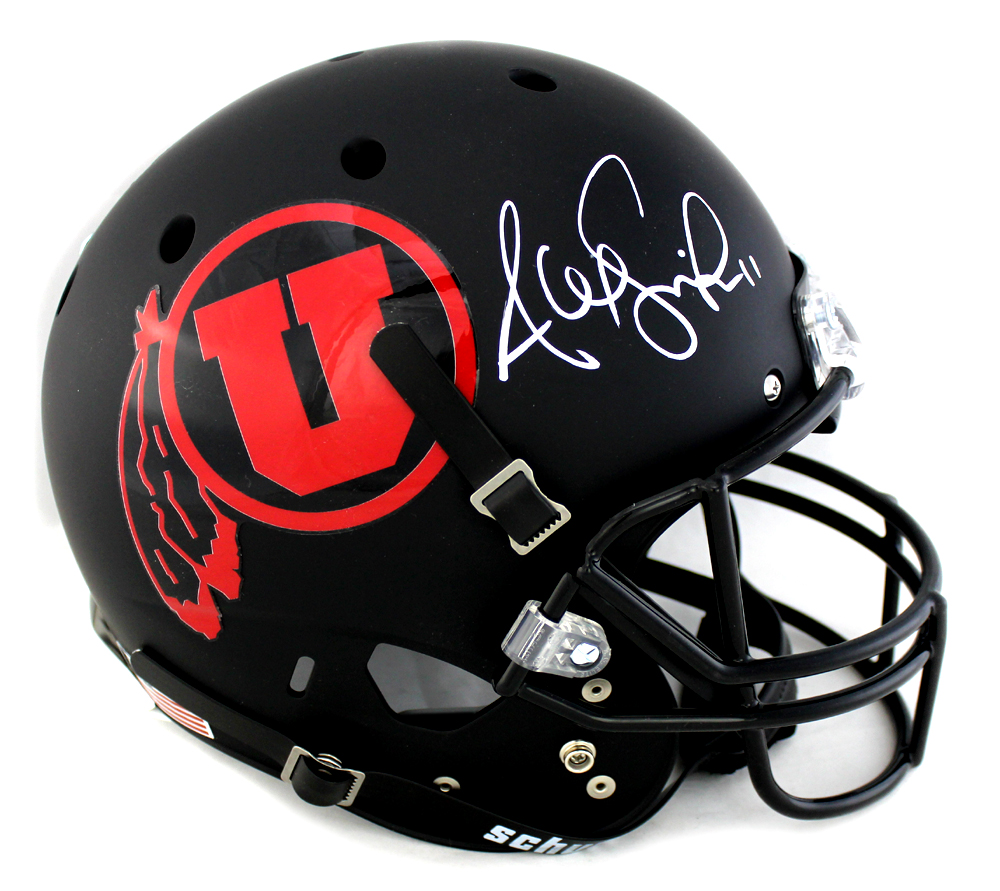 Alex Smith Signed Utah Utes Schutt Full Size NCAA White Helmet-0