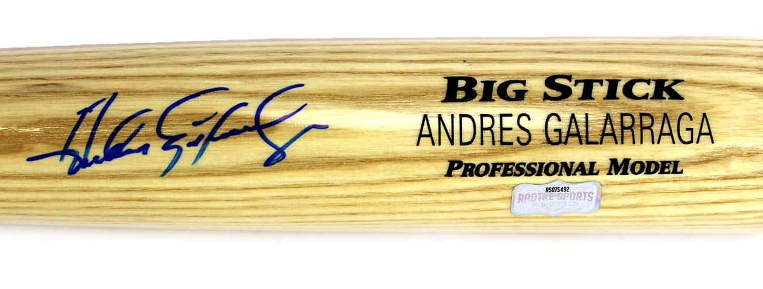 Andres Galarraga Signed MLB Black Rawlings Engraved Big Stick Bat - Atlanta Braves-25285