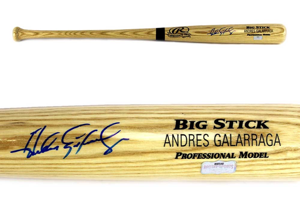 Andres Galarraga Signed MLB Black Rawlings Engraved Big Stick Bat - Atlanta Braves-0