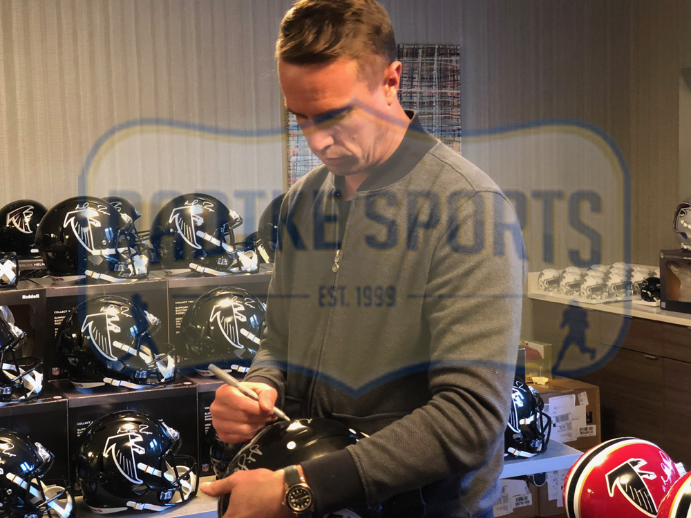 Matt Ryan, Julio Jones, and Devonta Freeman Signed Atlanta Falcons Authentic Black Helmet - Image 2