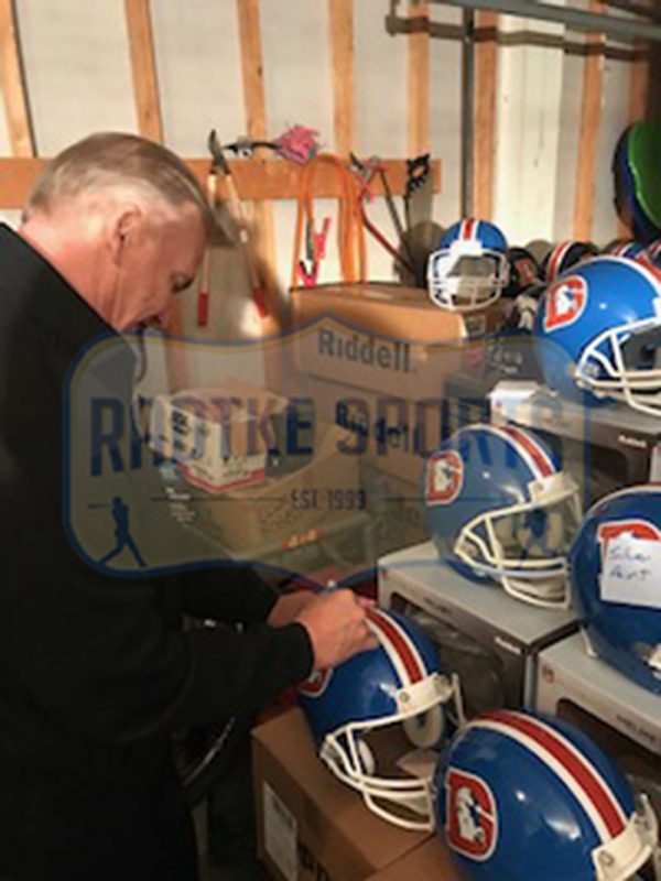 John Elway Signed Denver Broncos Throwback Blue Authentic NFL Helmet - Image 2
