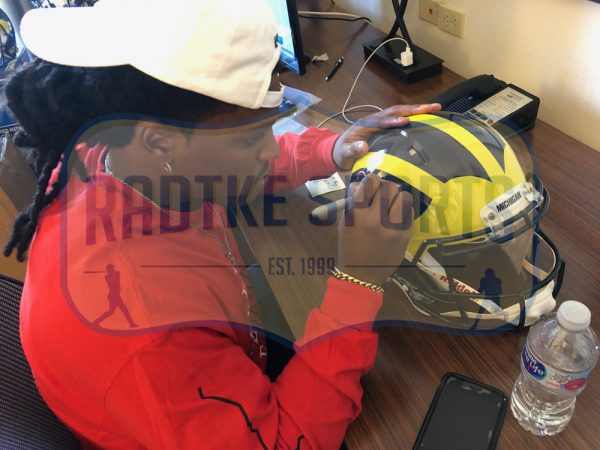 Devin Bush Signed Michigan Wolverines Riddell NCAA Authentic Speed Helmet with "2018 Big 10 DPOY" Inscription - Image 2
