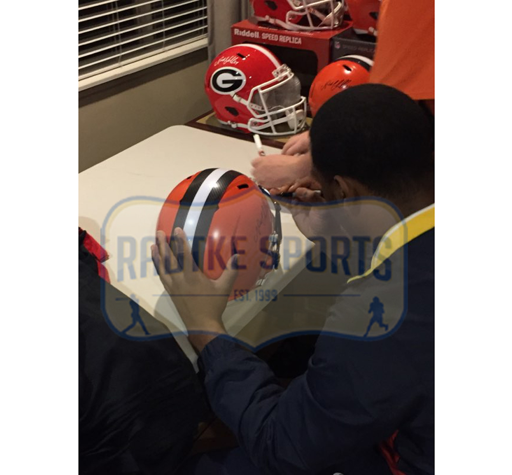 Nick Chubb Signed Cleveland Browns Schutt Authentic Orange NFL Helmet - Image 2
