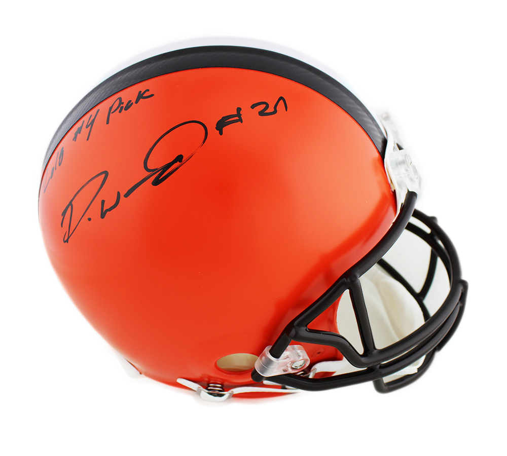 Denzel Ward Signed Cleveland Browns Current Authentic Orange NFL Helmet with "2018 #4 Pick" Inscription Denzel Ward Signed Cleveland Browns Current Authentic Orange NFL Helmet with "2018 #4 Pick" Inscription