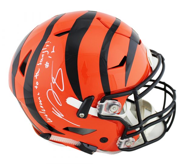 A.J. Green Signed Cincinnati Bengals Riddell Authentic Speed Flex NFL Helmet with "Welcome to the Jungle!" Inscription