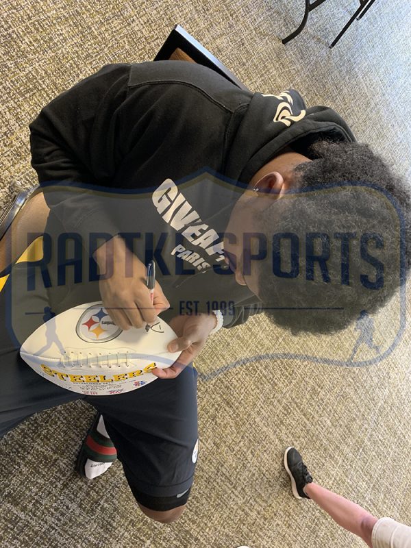 Devin Bush Signed Pittsburgh Steelers Embroidered Logo White NFL Football - Image 4