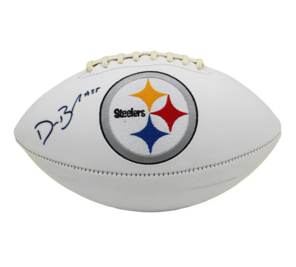 Devin Bush Signed Pittsburgh Steelers Embroidered Logo White NFL Football - Image 2