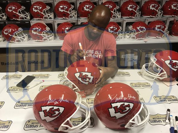 Dante Hall Signed Kansas City Chiefs Throwback Authentic NFL Helmet with "X-Factor" Inscriptions - Image 2