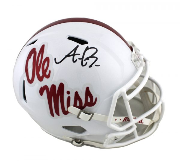 AJ Brown Signed Ole Miss Rebels Full Size White Speed NCAA Helmet