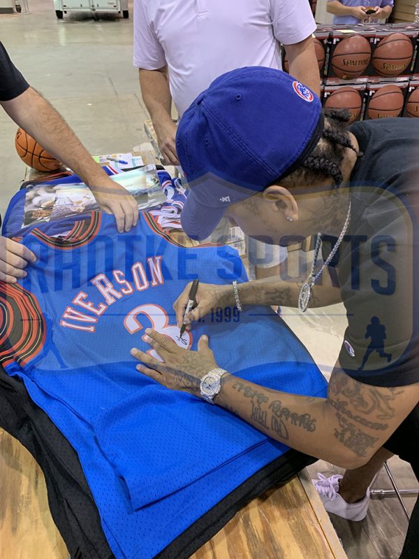 Allen Iverson Signed Philadelphia 76ers Mitchell & Ness Blue NBA Jersey - Image 3
