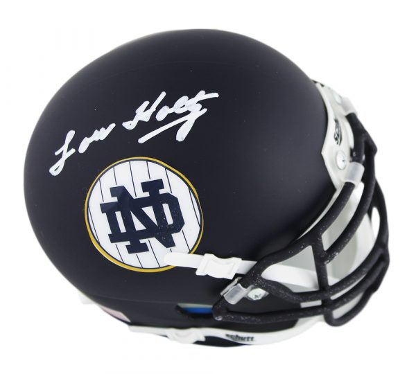 Lou Holtz Signed Notre Dame Fighting Irish Schutt Navy Blue NCAA Mini Helmet