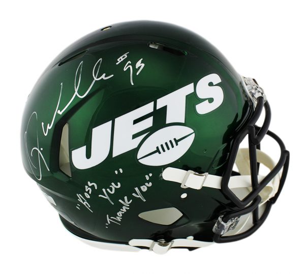 Quinnen William Signed New York Jets Speed Authentic NFL Helmet with "Bless You, Thank You" Inscription
