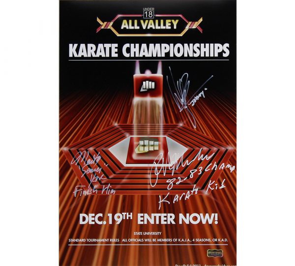 Ralph Macchio, William Zabka, & Martin Kove Signed Karate Kid 11"x17" All Valley Poster with 3 Inscriptions