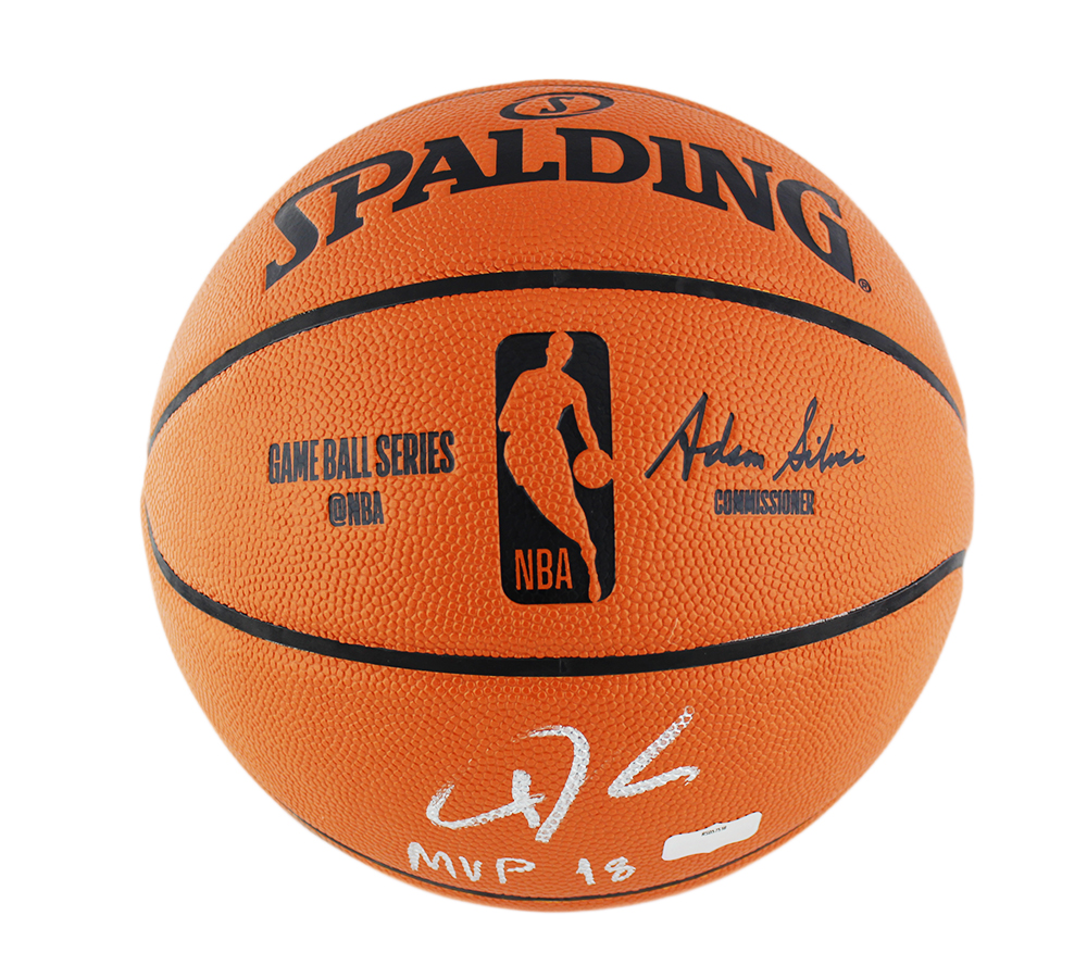 Giannis Antetokounmpo Signed Milwaukee Bucks Spalding Game Replica NBA Basketball with "MVP 18" Inscription - Image 2