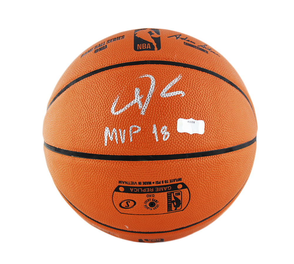Giannis Antetokounmpo Signed Milwaukee Bucks Spalding Game Replica NBA Basketball with "MVP 18" Inscription