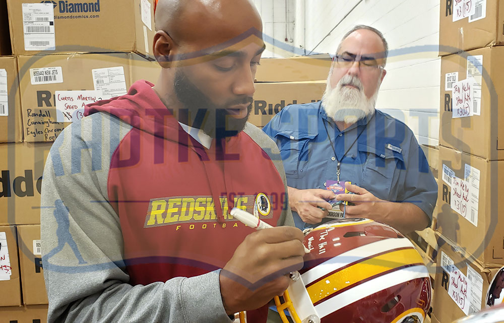DeAngelo Hall Signed Washington Redskins Speed Authentic NFL Helmet with "The Hall Monitor" Inscription - Image 2