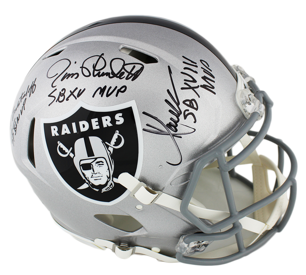 Marcus Allen, Jim Plunkett, Fred Biletnikoff Signed Oakland Raiders Speed Authentic Helmet With "SB MVP" Inscriptions