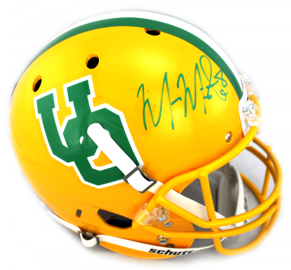 Marcus Mariota Signed Oregon Ducks Yellow Throwback Full Size NCAA Helmet-0