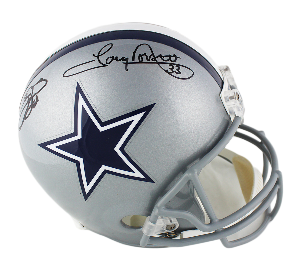 Tony Dorsett & Emmitt Smith Signed Dallas Cowboys Speed Full Size NFL Helmet