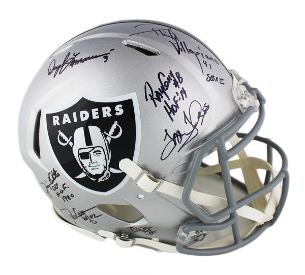Multiplayer Signed Oakland Raiders Speed Authentic NFL Helmet with Inscriptions