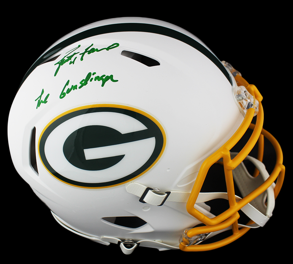 Brett Favre Signed Green Bay Packers Speed Authentic White Matte NFL Helmet with "Gunslinger" Inscription - Limited Edition 4 of 44