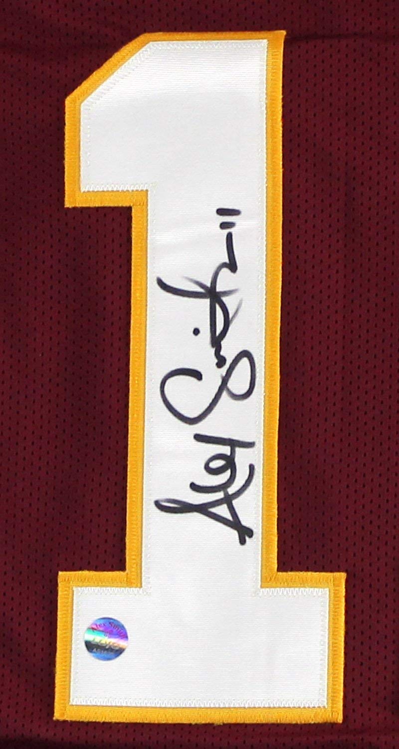 Alex Smith Signed Washington Large Framed Custom Maroon Jersey - Image 2