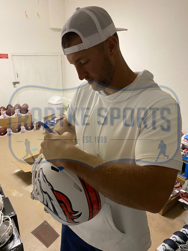 Tim Tebow Signed Denver Broncos Speed Full Size White Matte NFL Helmet - Image 2
