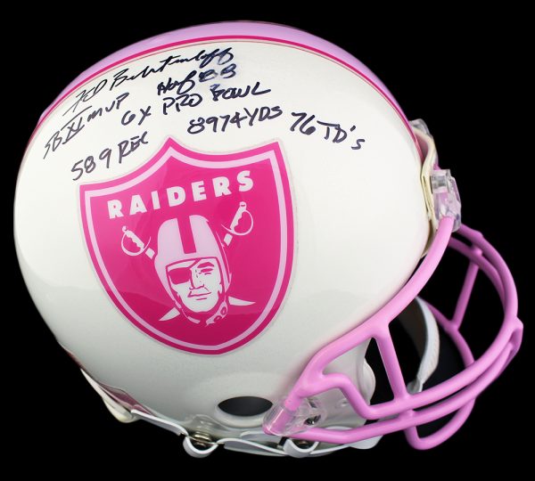 Fred Biletnikoff Signed Oakland Raiders Authentic White Gloss Breast Cancer NFL Helmet with 6 Inscriptions