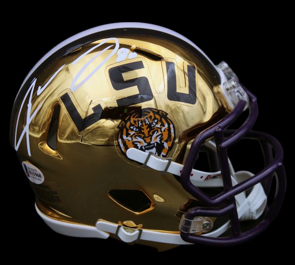 Jarvis Landry Signed LSU Tigers Speed Gold Chrome NCAA Mini Helmet