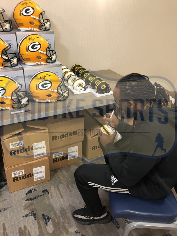 Aaron Jones Signed Green Bay Packers Speed Eclipse NFL Mini Helmet - Image 2