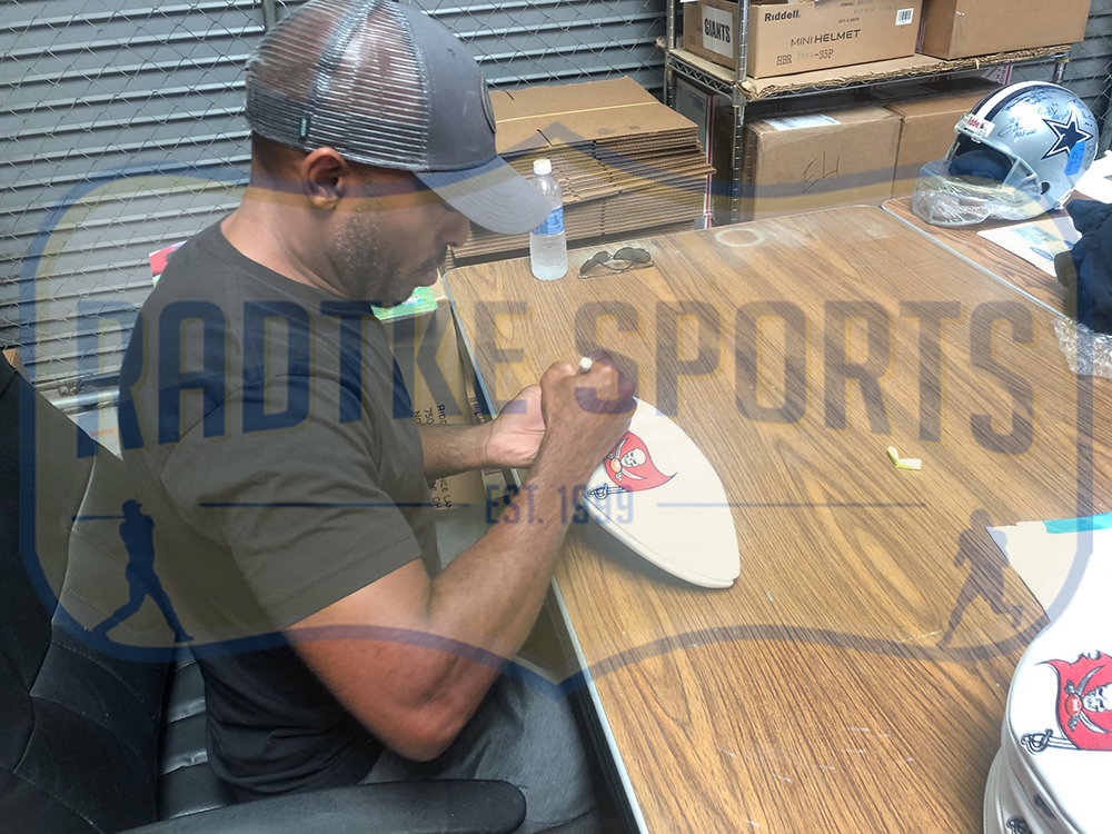 Ronde Barber Signed Tampa Bay Buccaneers Embroidered NFL Football with " SB XXXVII Champ" Inscription - Image 5