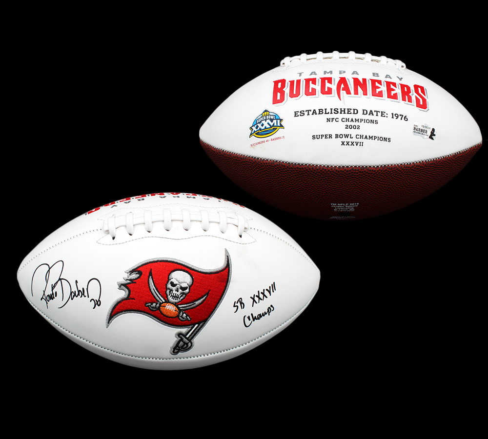 Ronde Barber Signed Tampa Bay Buccaneers Embroidered NFL Football with " SB XXXVII Champ" Inscription