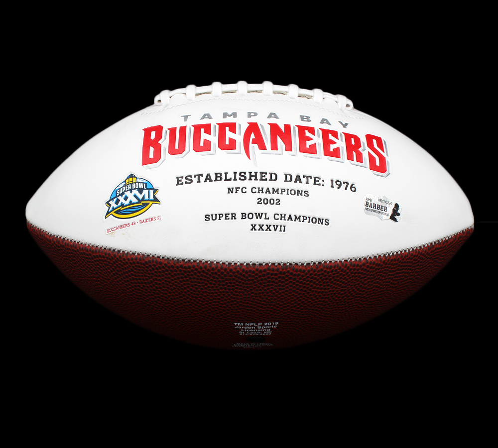 Ronde Barber Signed Tampa Bay Buccaneers Embroidered NFL Football with " SB XXXVII Champ" Inscription - Image 3